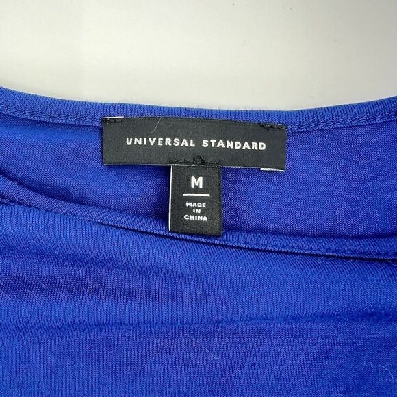 American Standard Blue Asymmetrical Blouse Size M - Picture 3 of 3